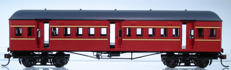Wooden  Trailer Cars 2 Car Set No.546 in Tuscan Red with Buff Lines